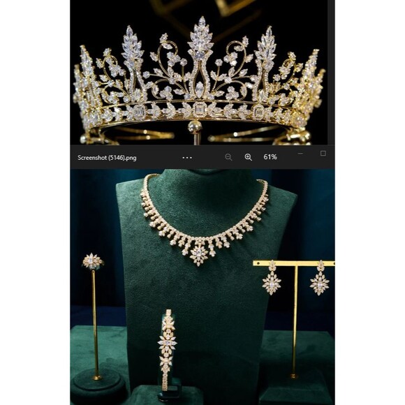 Dream A Little Dream Is A Unique One-Of-A-Kind 8-piece Tiara  Bridal Ensemble - Picture 2 of 16